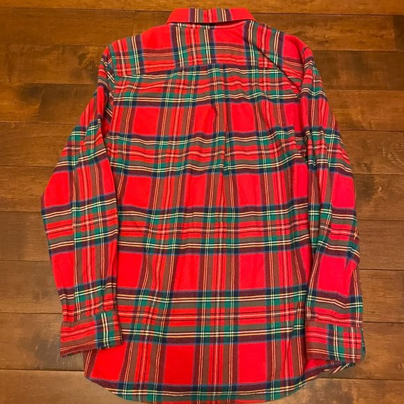 Vineyard Vines Boys M (12-14) Red Royal Stuart Tartan Flannel Button Up - Picture 2 of 3